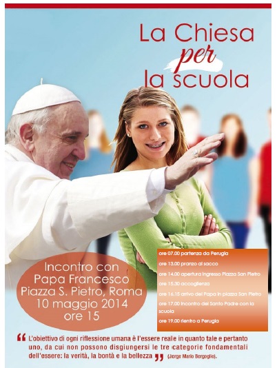 Perugia: in tanti dal capoluogo umbro a Roma, in Piazza San Pietro, il 10 maggio allatteso grande evento La Chiesa per la scuola alla presenza di Papa Francesco