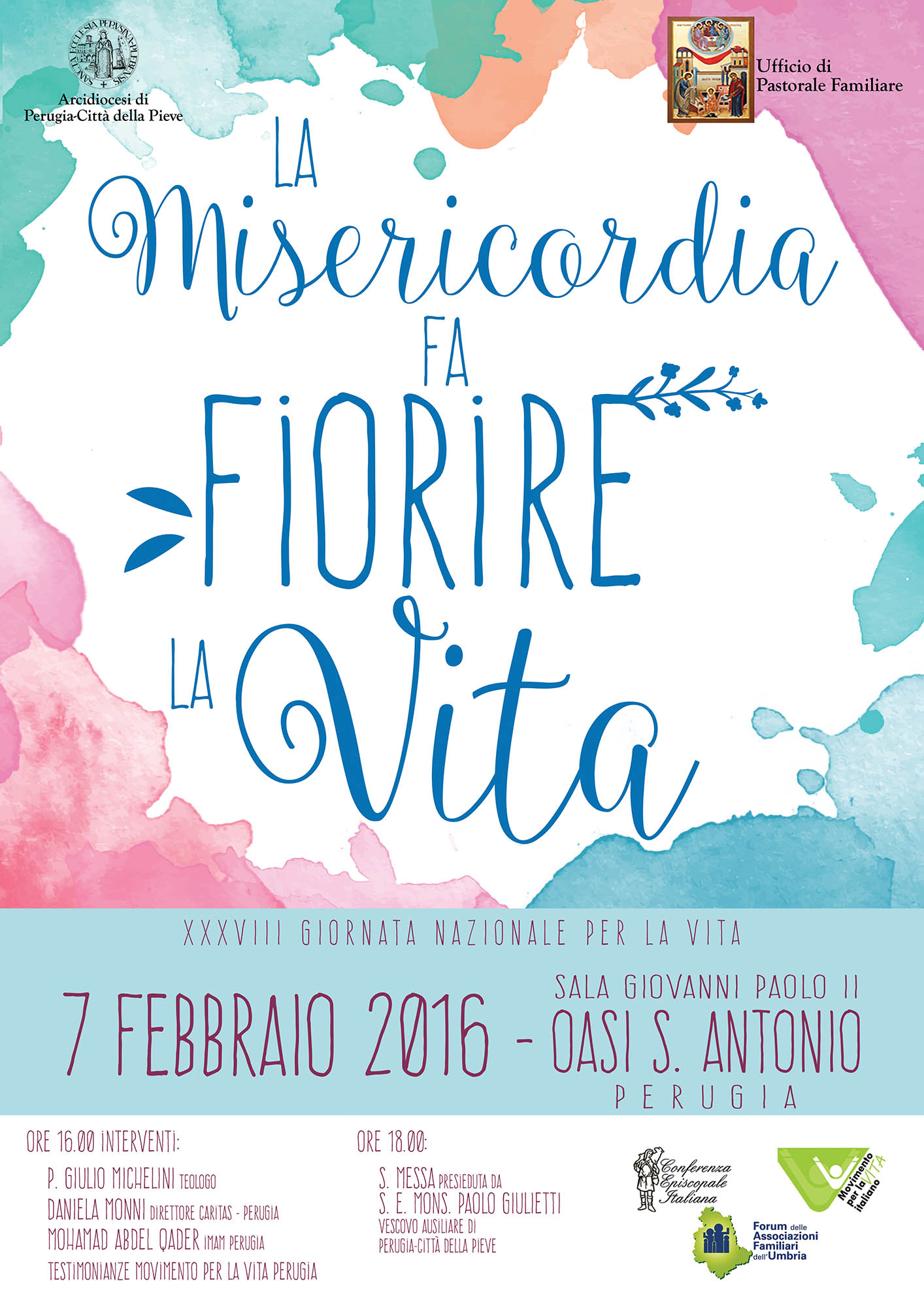 Perugia celebra domenica 7 febbraio la 38ª Giornata nazionale per la vita con l’incontro dal titolo “La misericordia fa fiorire”