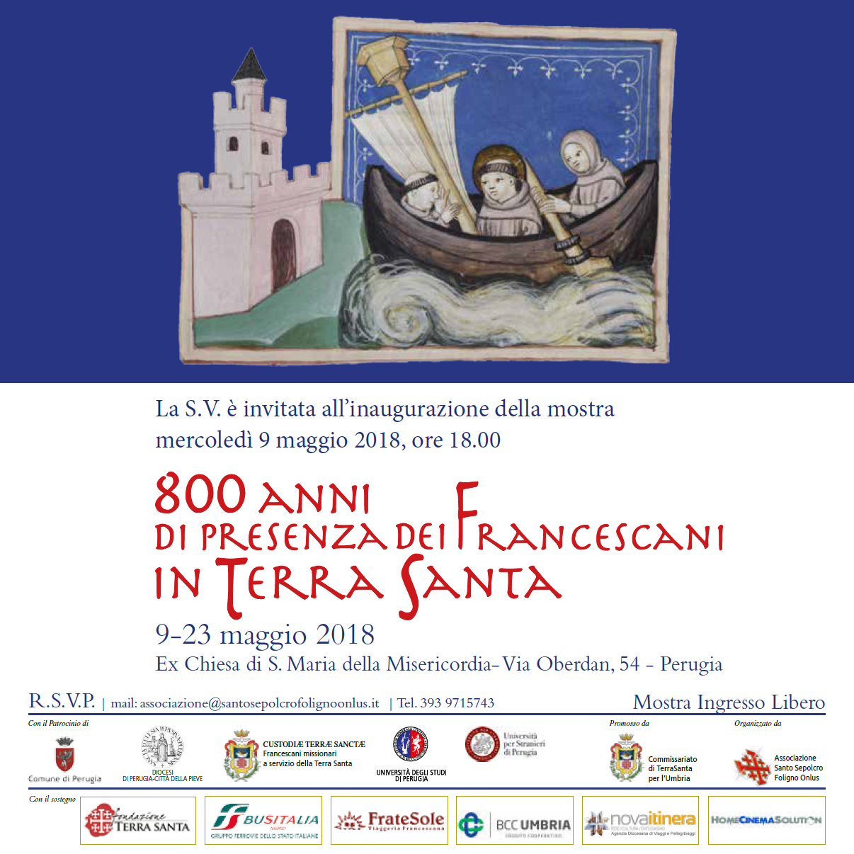 Perugia: Conferenza stampa di presentazione evento-mostra documentaria “800 anni di presenza francescana in Terra Santa”