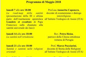 Perugia: Al Centro ecumenico “San Martino” quattro incontri sul tema della “Santità”,  prendendo spunto dalla nuova esortazione apostolica di papa Francesco Gaudete et exsultate