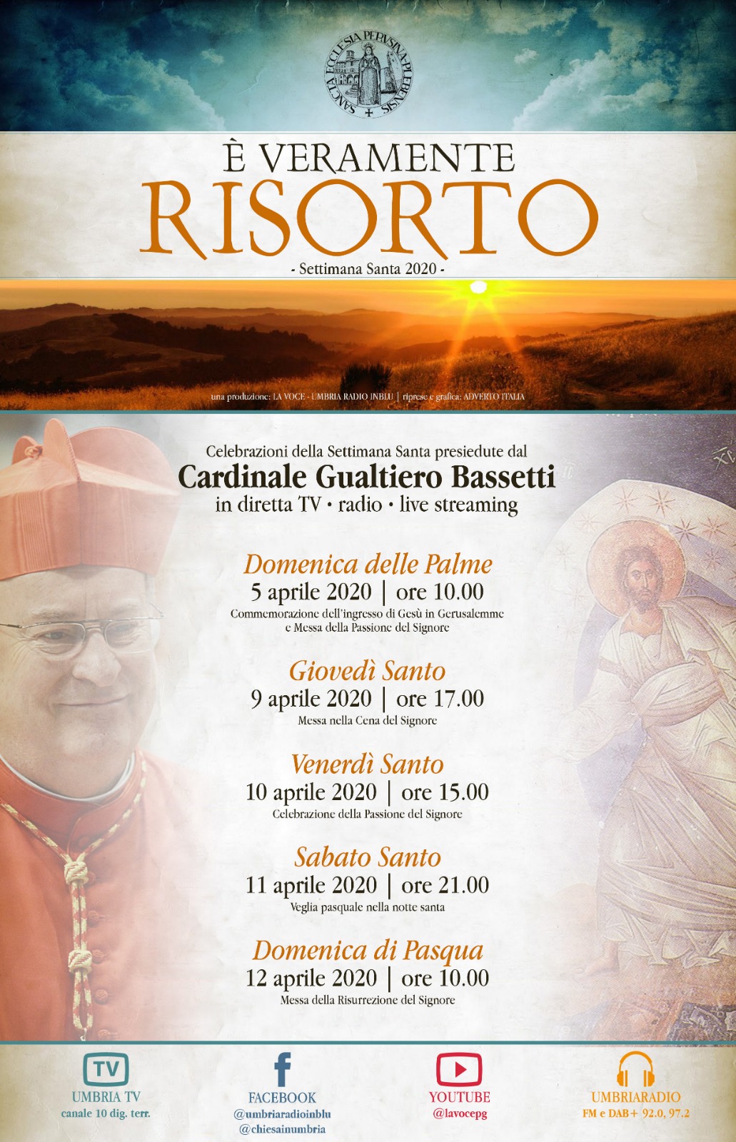Perugia, cattedrale di San Lorenzo: La Settimana Santa 2020. Le celebrazioni presiedute dal cardinale Gualtiero Bassetti