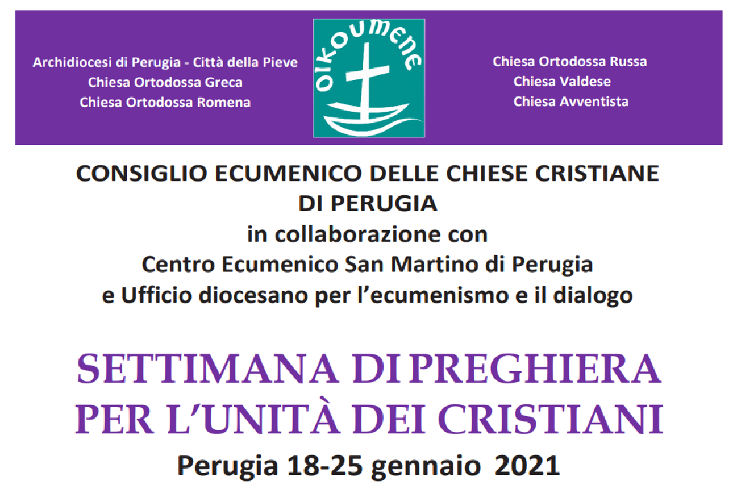 La Settimana di preghiera per l’unità dei cristiani al tempo del Covid-19 sulla piattaforma Google meet al link: https://meet.google.com/qyb-uwsy-vyb . «In questa stagione di grande incertezza e preoccupazione con forti conseguenze sociali, l’invito di Gesù è oggi ancora più attuale e chiama tutti i cristiani a dare una risposta»