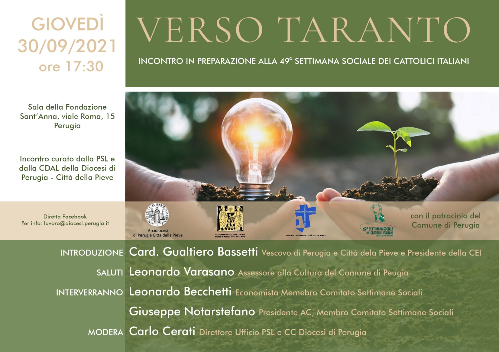 “Perugia verso Taranto”, in preparazione alla 49a Settimana sociale dei cattolici italiani nel capoluogo umbro un incontro di formazione e informazione sul tema dell’atteso evento nazionale