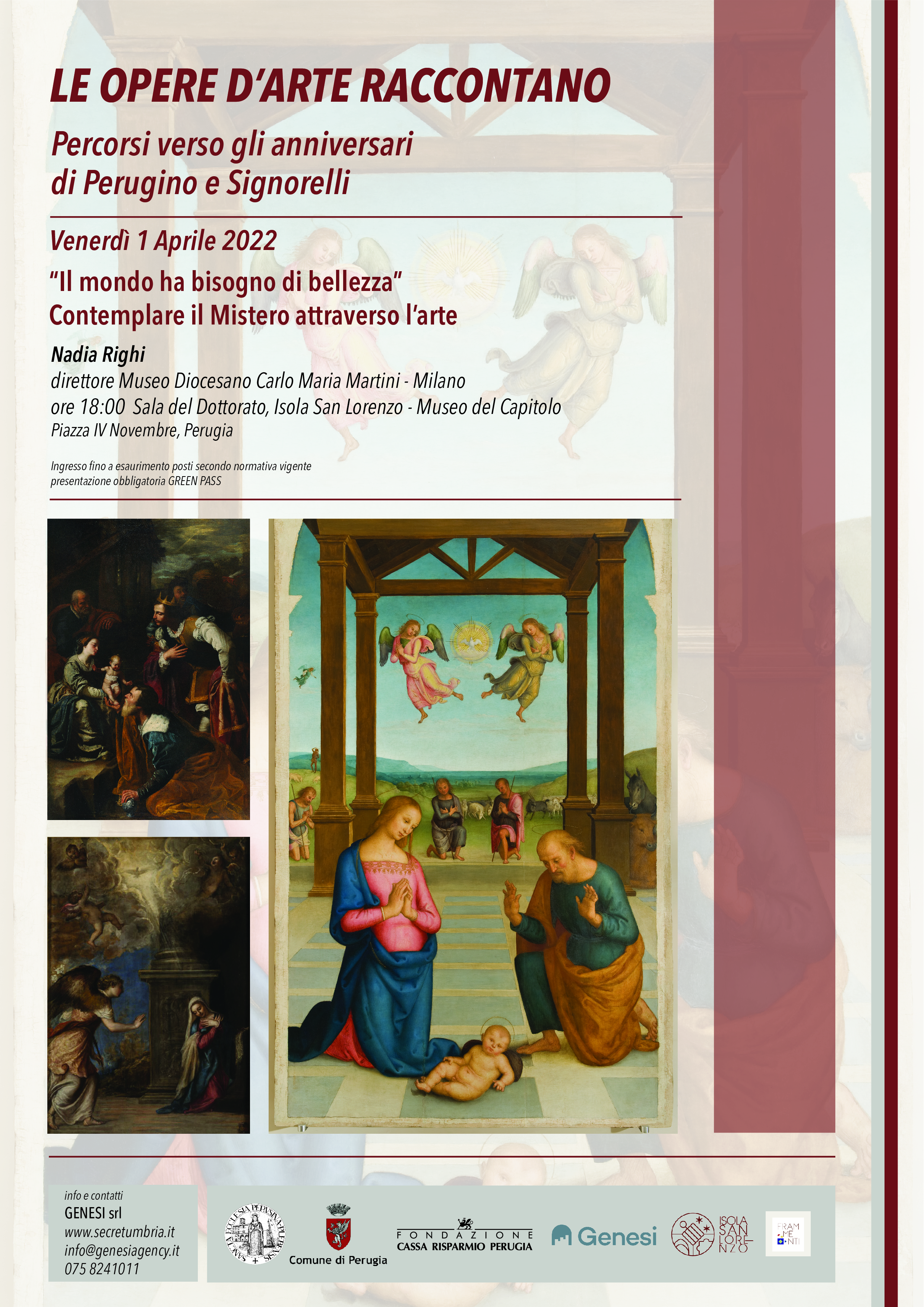“‘Il mondo ha bisogno di bellezza’. Contemplare il Mistero attraverso l’arte”, il terzo appuntamento del ciclo di conferenze “Le opere d’arte raccontano. Percorsi verso gli anniversari di Perugino e Signorelli”