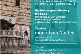 L’incontro dell’arcivescovo Ivan Maffeis con i giornalisti nel giorno della festa liturgica  del loro Santo patrono Francesco di Sales, in cattedrale, martedì 24 gennaio. «Un appuntamento a cui tiene molto per la sua formazione e sensibilità ai temi della comunicazione»